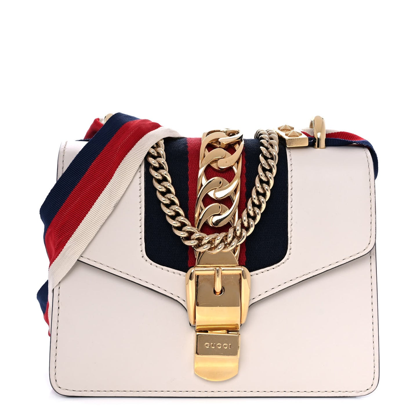 Calfskin Mini Sylvie Chain Shoulder Bag White