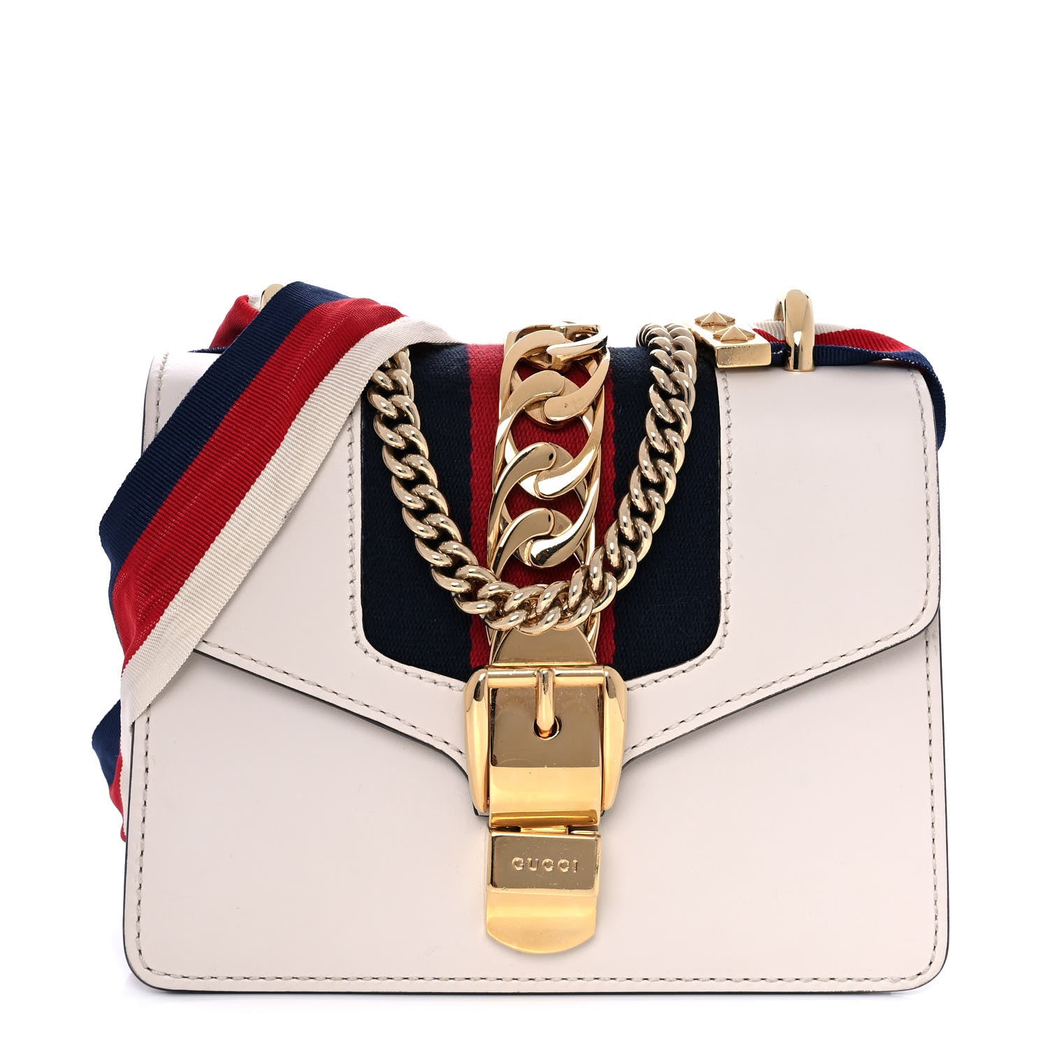Gucci Calfskin Mini Sylvie Chain Shoulder Bag White 1 of 13