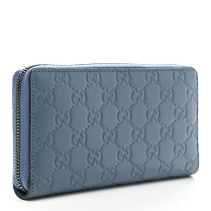 Gucci Guccissima Zip Around Long Wallet Blue 3 of 8