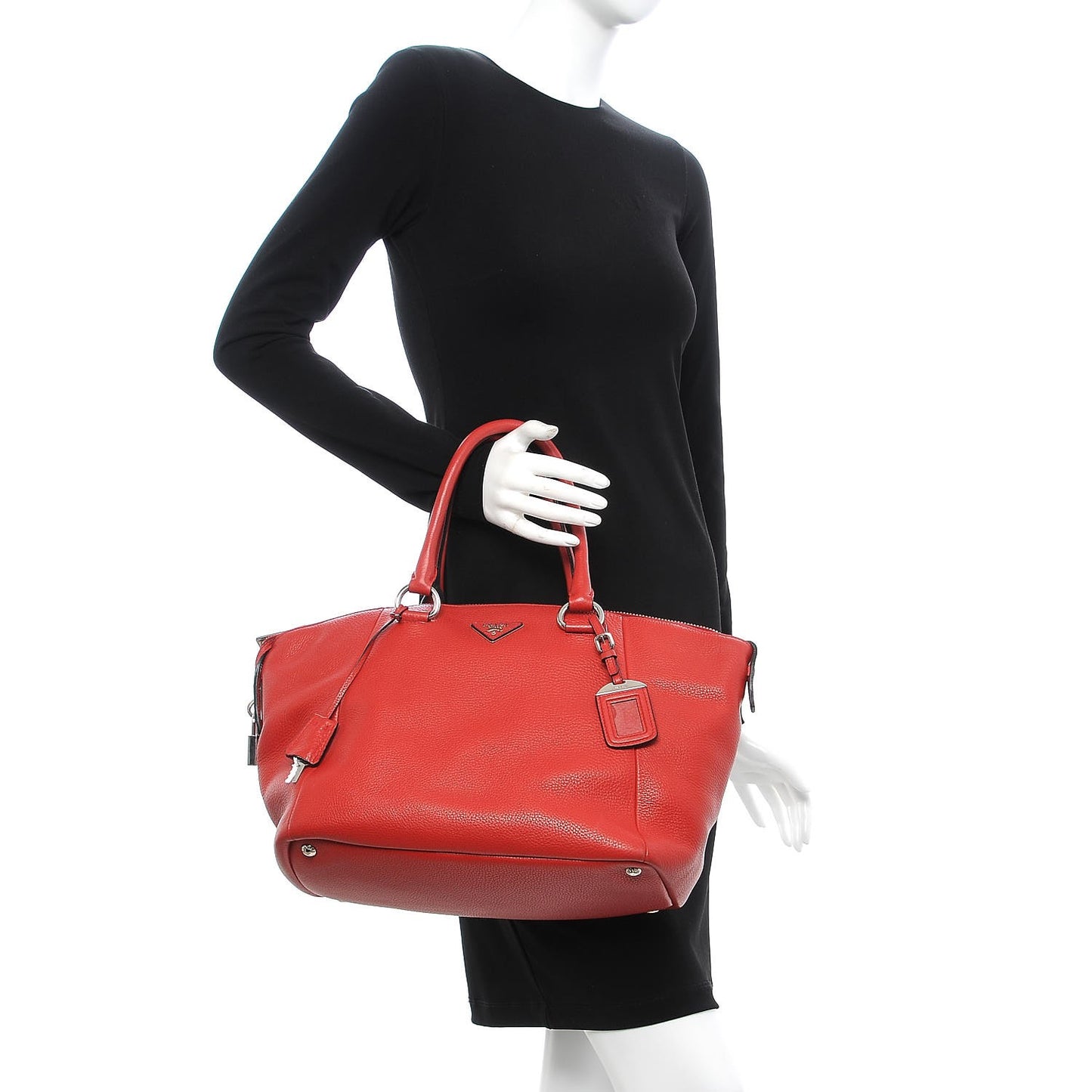 Vitello Daino Shopping Tote Rosso