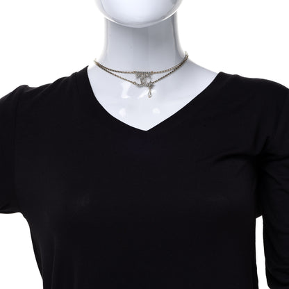 Chanel Pearl Crystal CC Star Choker Necklace Gold 2 of 6