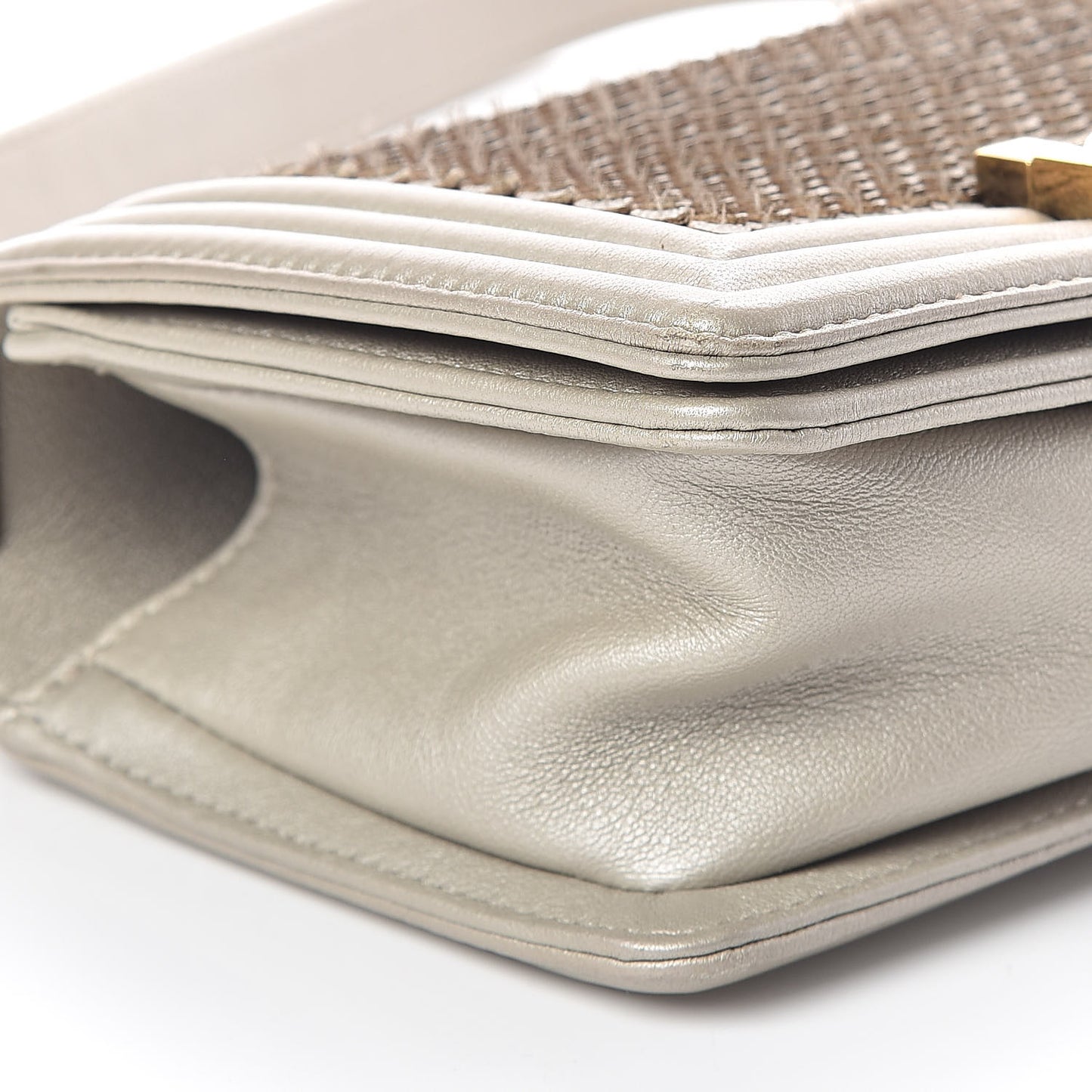 Metallic Lambskin Small Scaled Boy Flap Gold