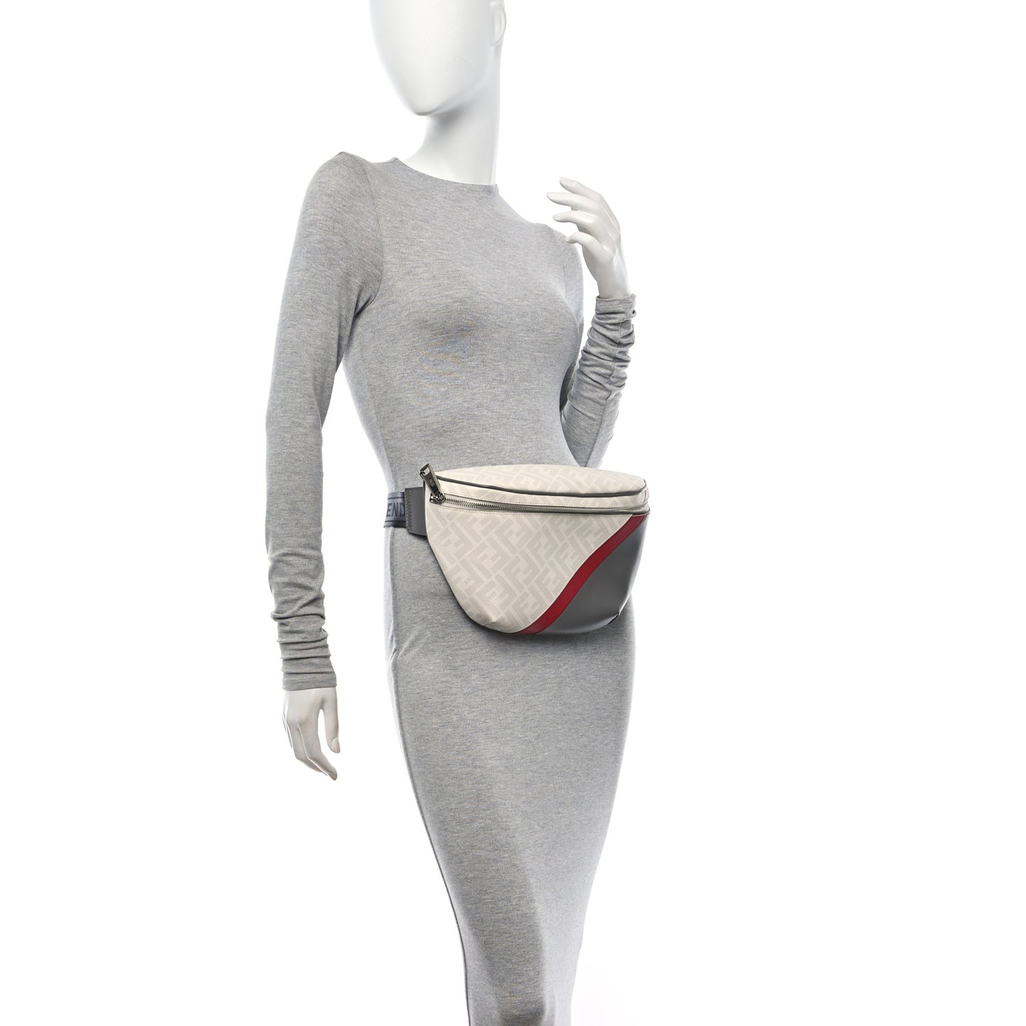 Glazed Fabric Vitello King FF 1974 Diagonal Belt Bag Perla Argilla Fragola