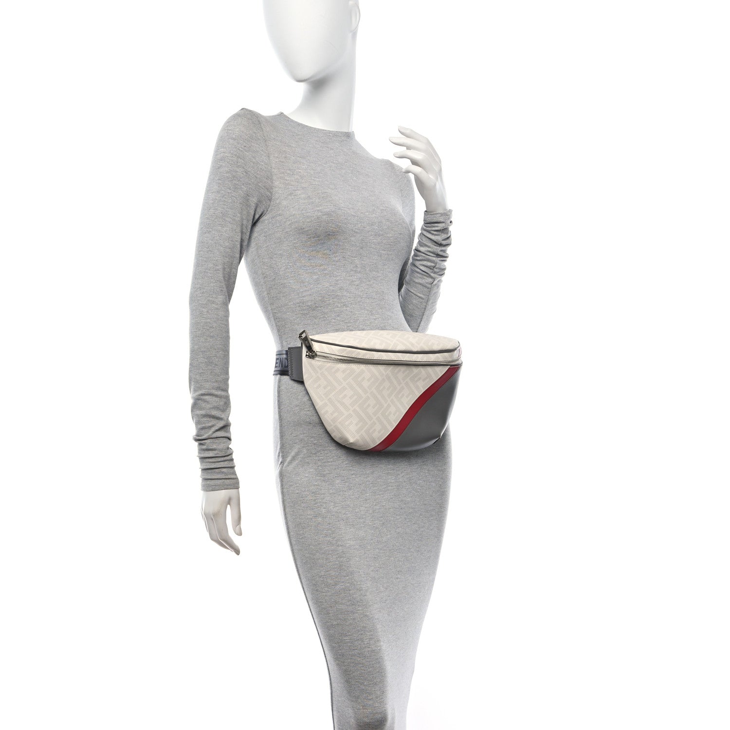 Fendi Glazed Fabric Vitello King FF 1974 Diagonal Belt Bag Perla Argilla Fragola 2 of 10