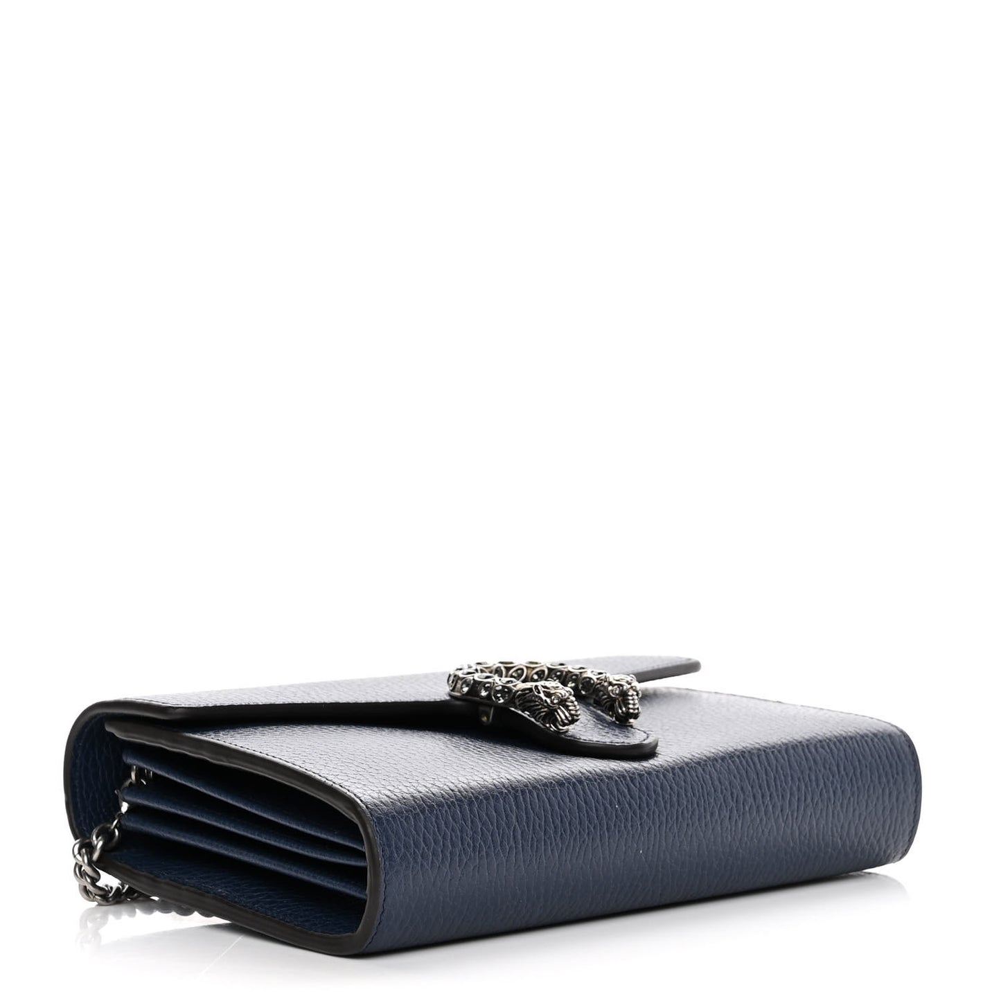 Dollar Calfskin Crystal Mini Dionysus Chain Wallet Blue Agata Black Diamond