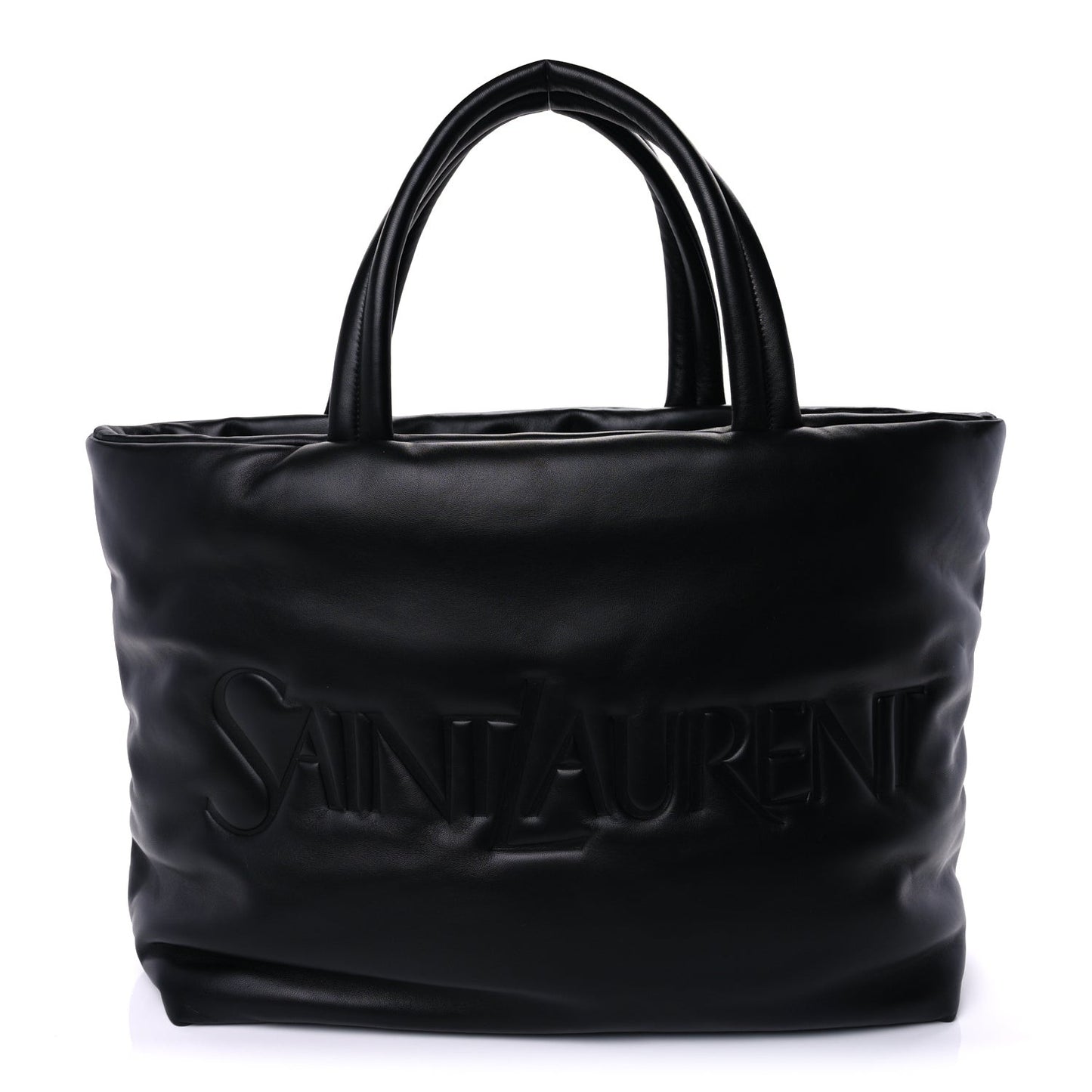 Lambskin Wide Puffer Tote  Black
