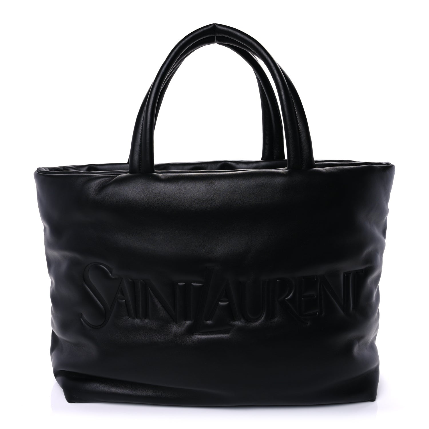 Saint Laurent Lambskin Wide Puffer Tote  Black 1 of 8