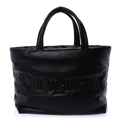 Saint Laurent Lambskin Wide Puffer Tote  Black 1 of 8