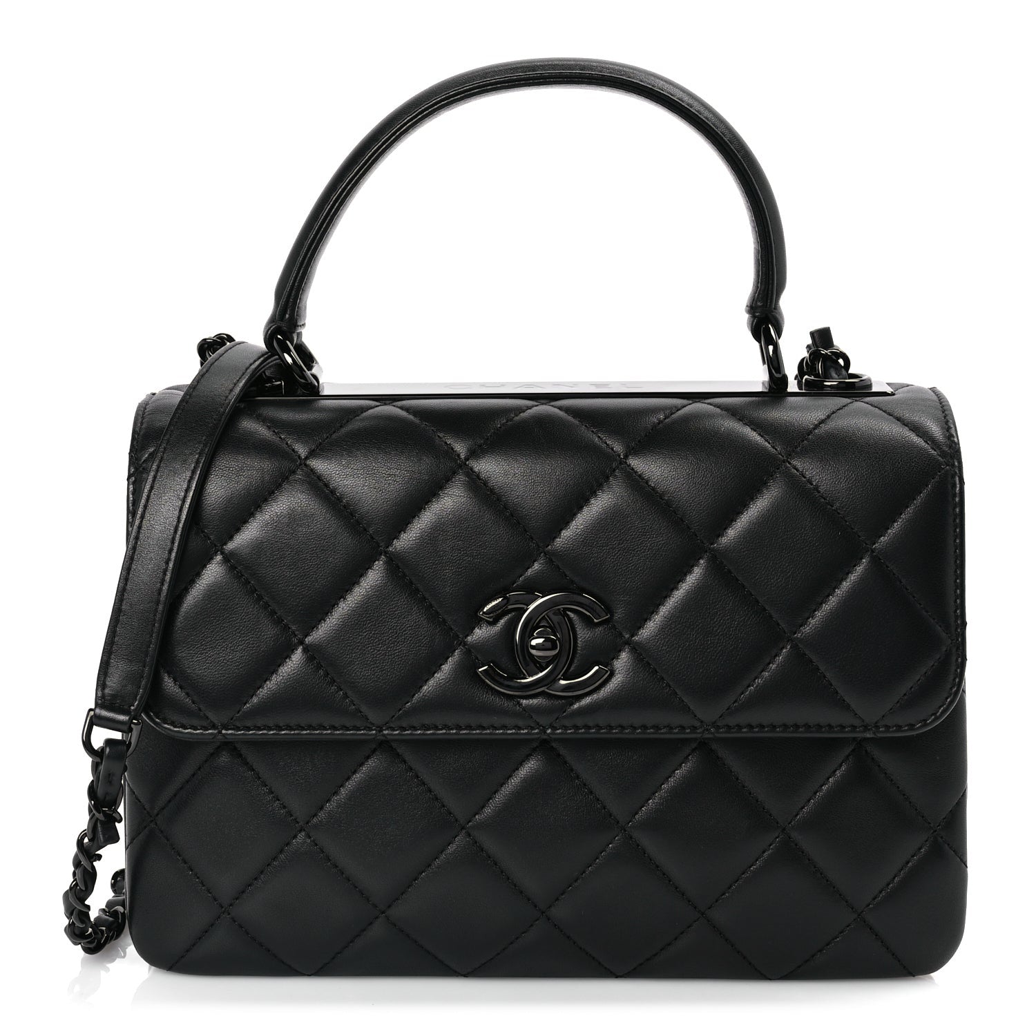 Chanel Lambskin Quilted Small Trendy CC Dual Handle Flap Bag So Black 1 of 9