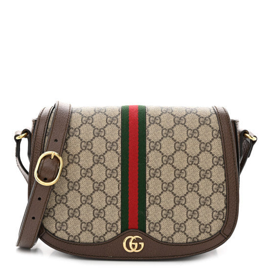 Gucci GG Supreme Monogram Web Small Ophidia Flap Messenger Bag Brown 1 of 1