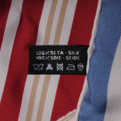 Chanel Silk Camellia Stripe CC Scarf Red 5 of 5