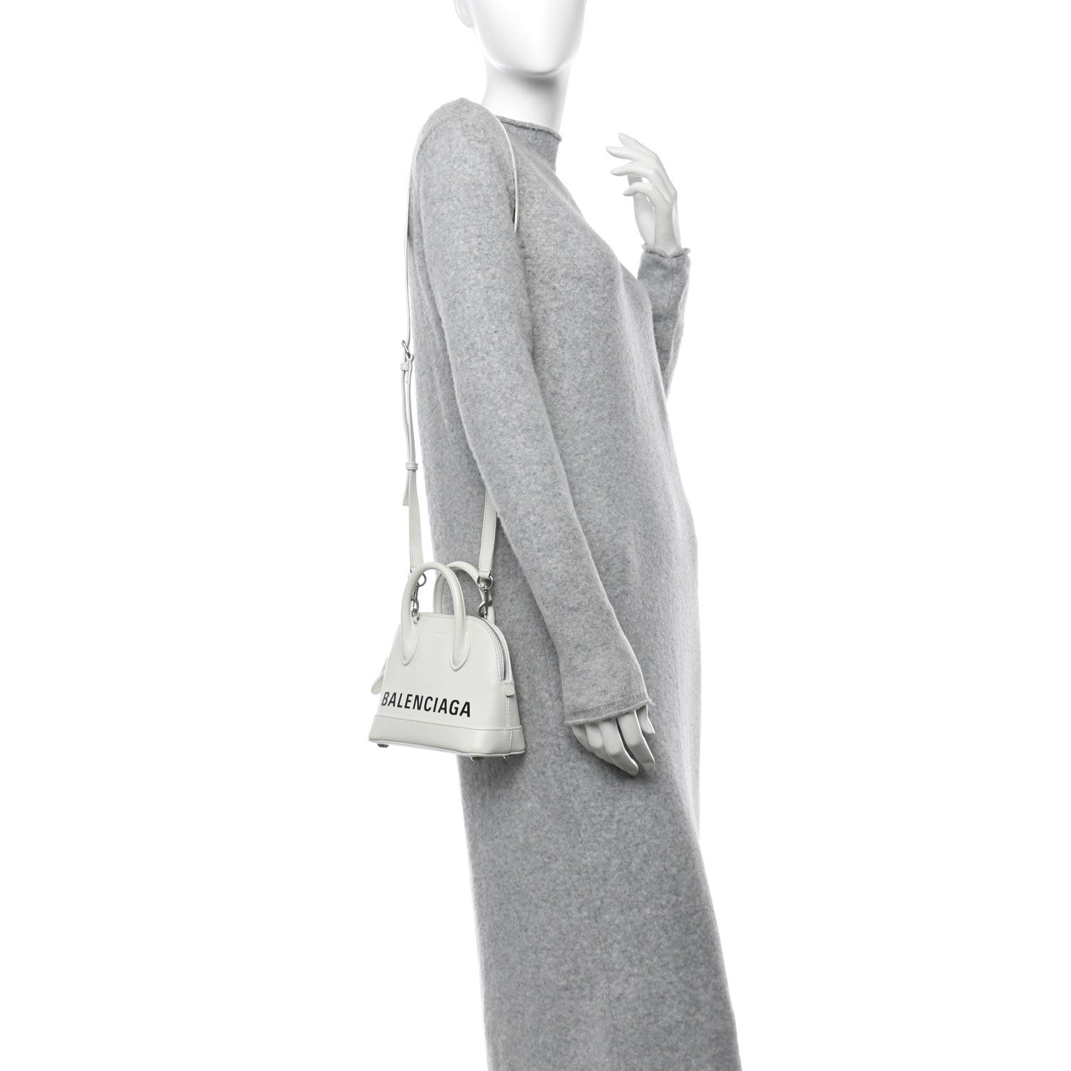 Balenciaga Grained Calfskin XXS Ville Top Handle Bag White Black 2 of 7