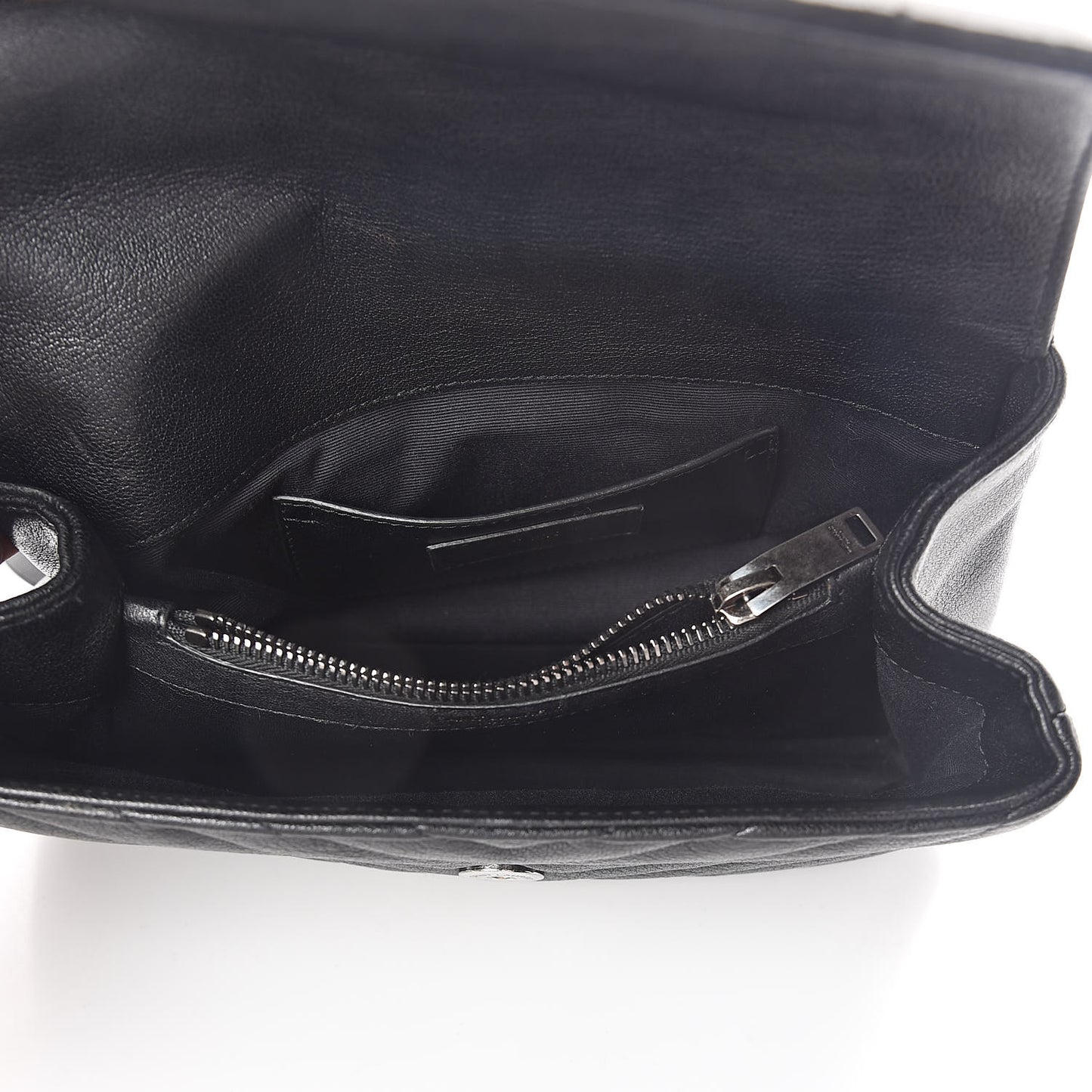 Sheepskin Matelasse Chevron Monogram Medium College Bag Black