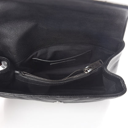 Saint Laurent Sheepskin Matelasse Chevron Monogram Medium College Bag Black 5 of 9