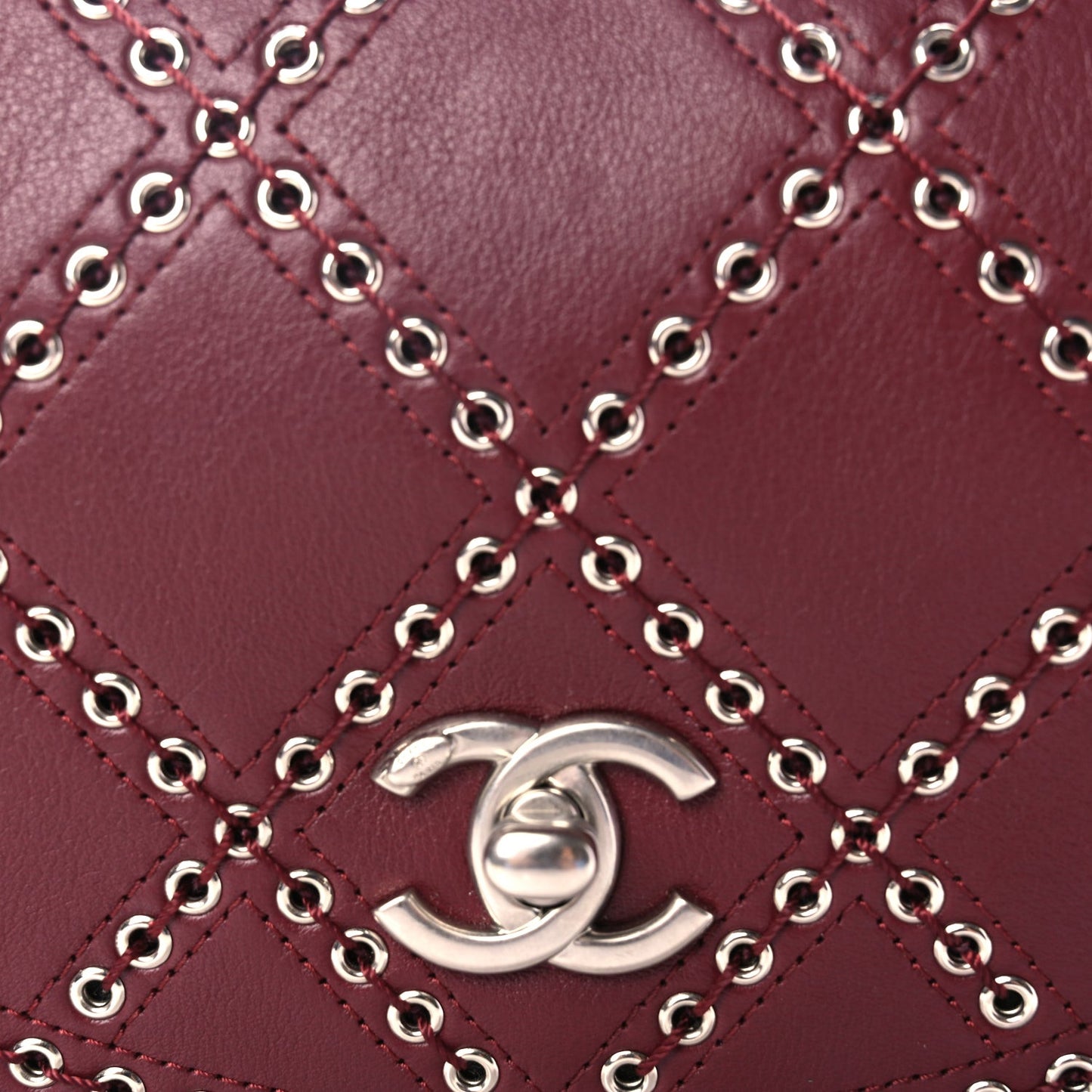 Calfskin Coco Eyelets Small Flap Bag  Red