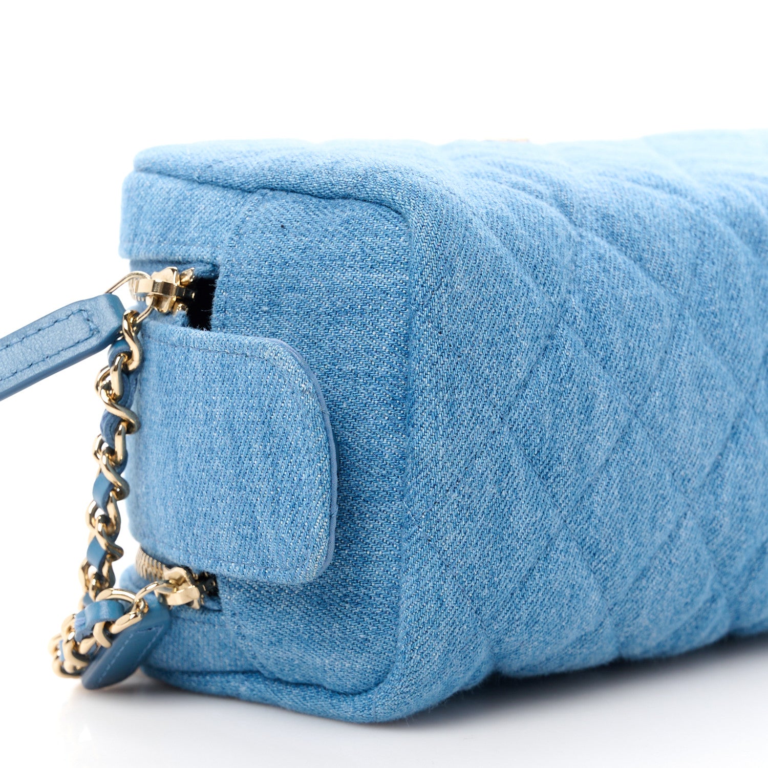 Chanel Denim Quilted Toiletry Case Blue 9 of 11