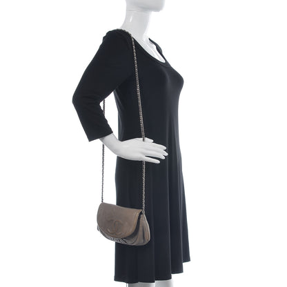 Chanel Lambskin Half Moon Wallet on Chain WOC Light Grey 2 of 11