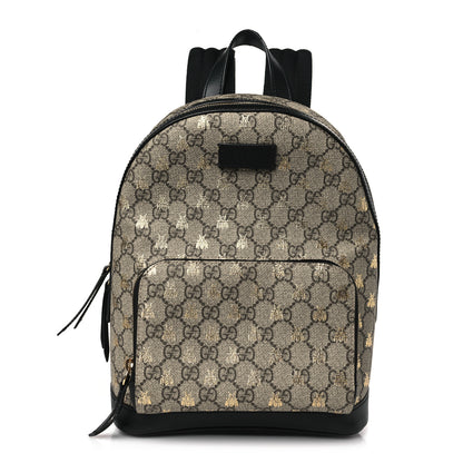 Gucci GG Supreme Monogram Bees Print Small Day Backpack Beige Oro Black 1 of 11