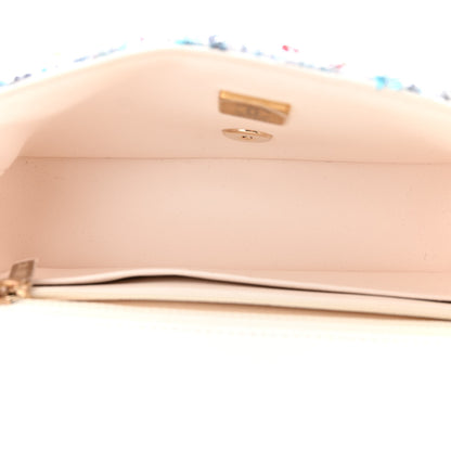 Chanel Tweed Quilted Mini Rectangular Flap Ecru Pink Blue Green 5 of 11