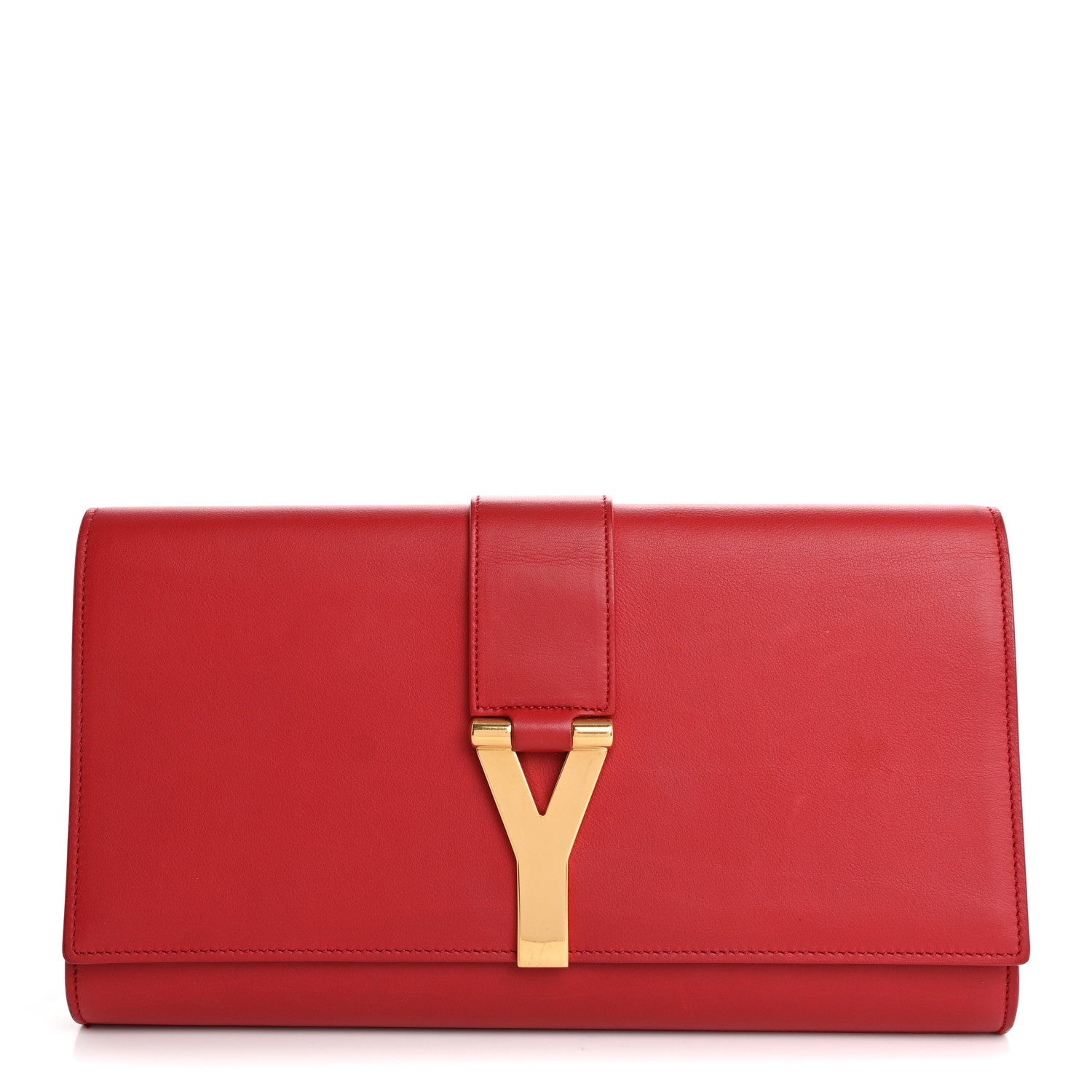 Saint Laurent Calfskin Classic Y Ligne Clutch Rouge Orient 1 of 7