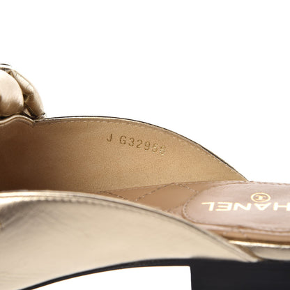 Chanel Metallic Lambskin Chain Braided Mules 37 Light Gold 8 of 10