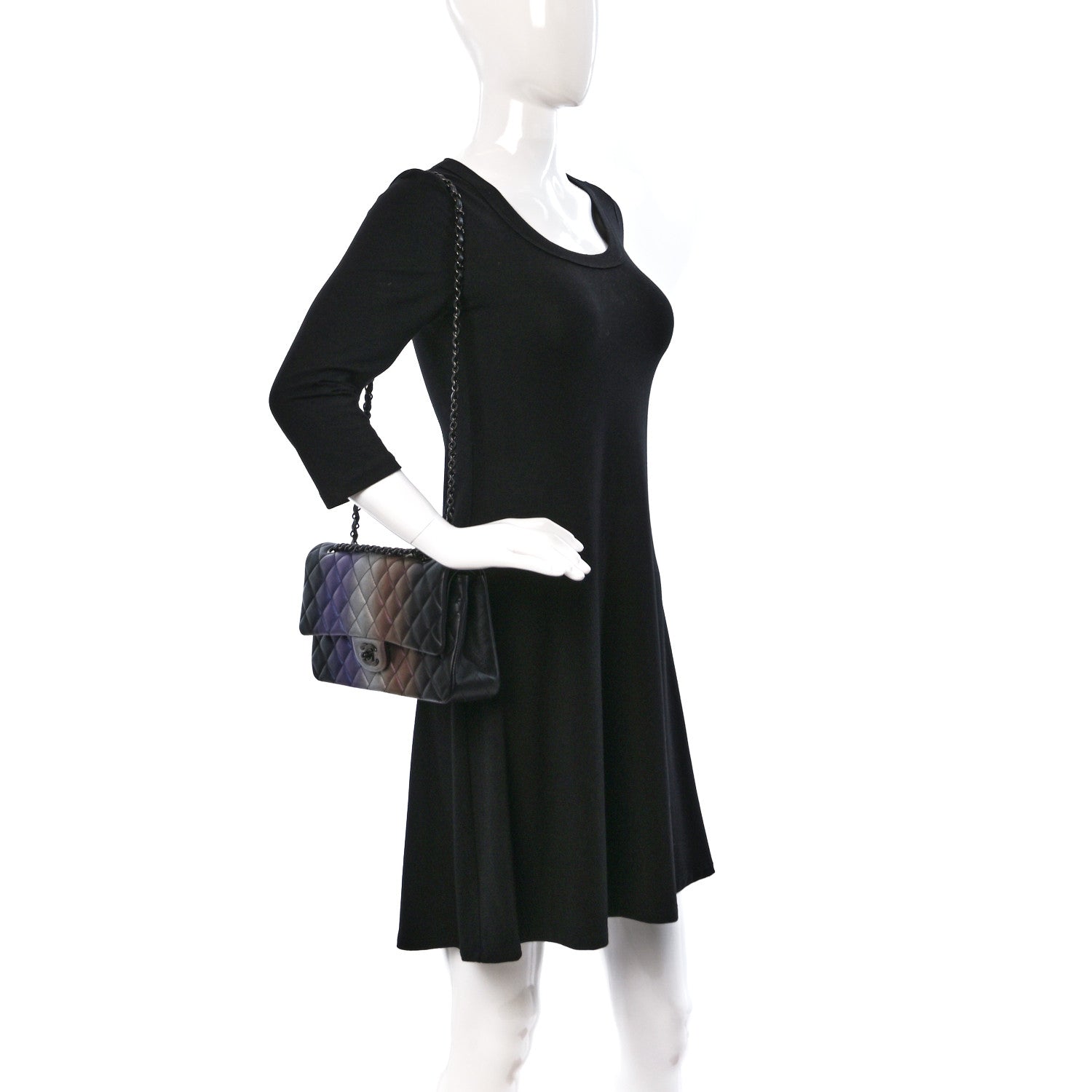 Chanel Calfskin Quilted Ombre Medium Double Flap Black 2 of 12