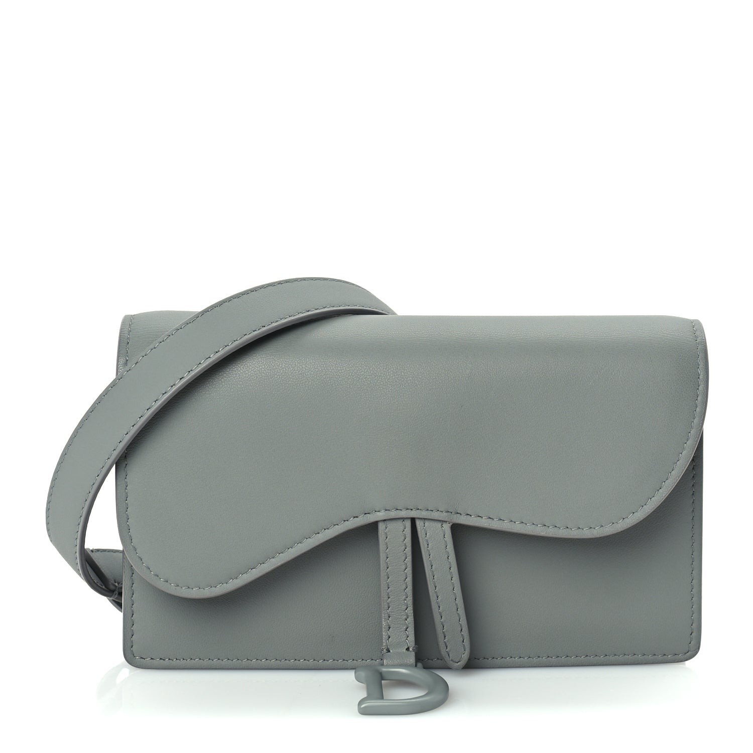 Christian Dior Ultra Matte Calfskin Saddle Belt Clutch  Grey Stone 1 of 8