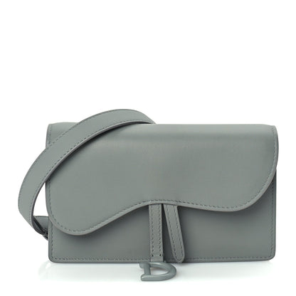 Christian Dior Ultra Matte Calfskin Saddle Belt Clutch  Grey Stone 1 of 8