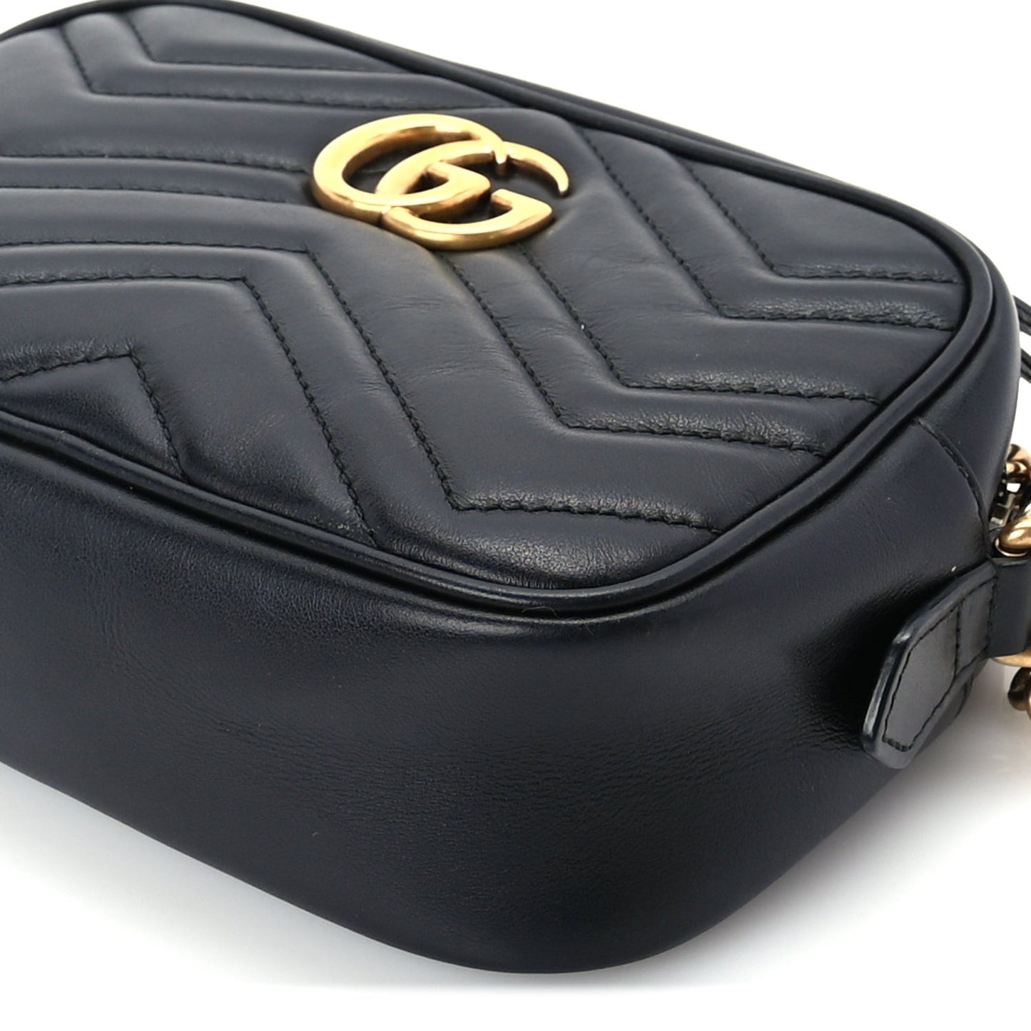 Calfskin Matelasse Mini GG Marmont Chain Shoulder Bag  Black