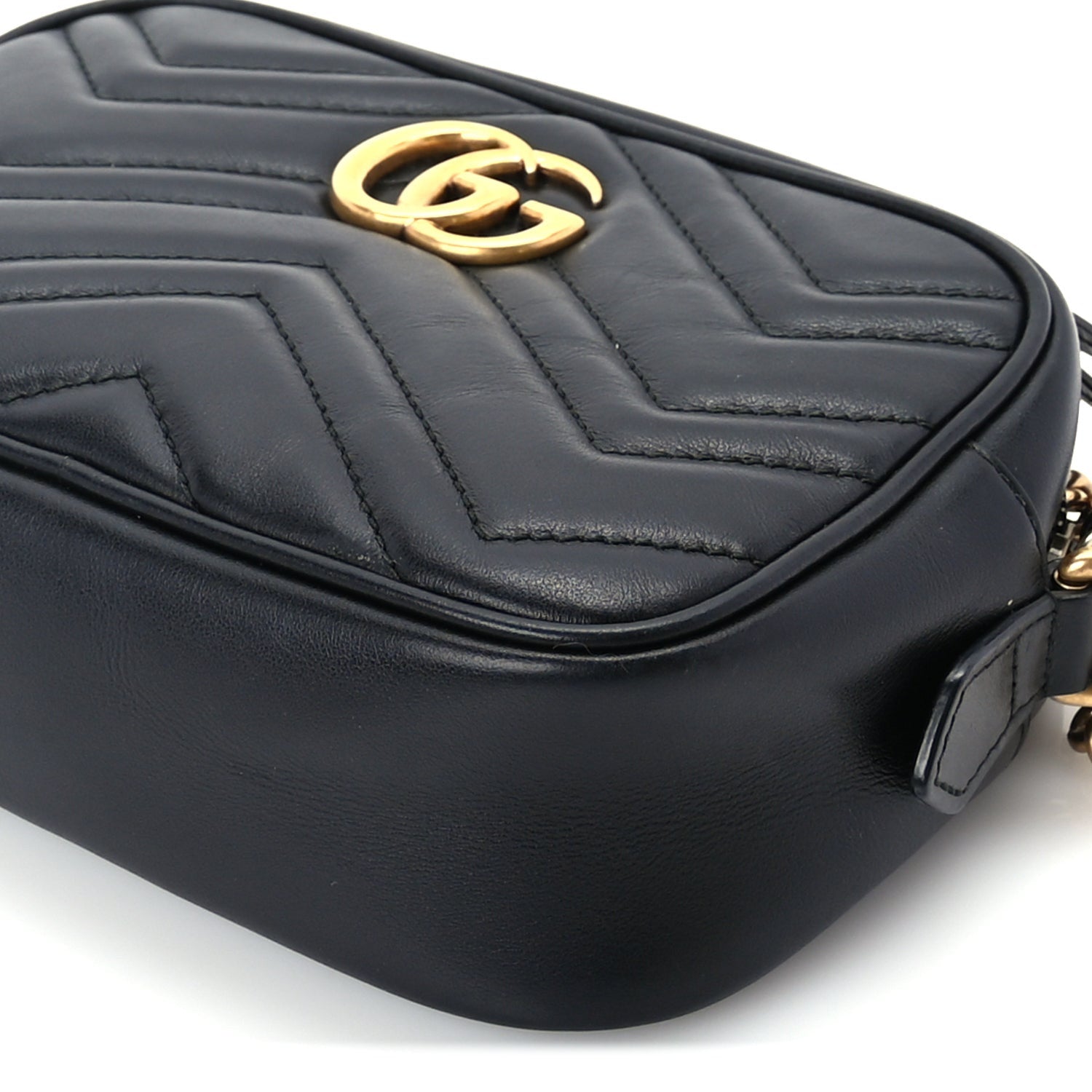 Gucci Calfskin Matelasse Mini GG Marmont Chain Shoulder Bag  Black 8 of 8