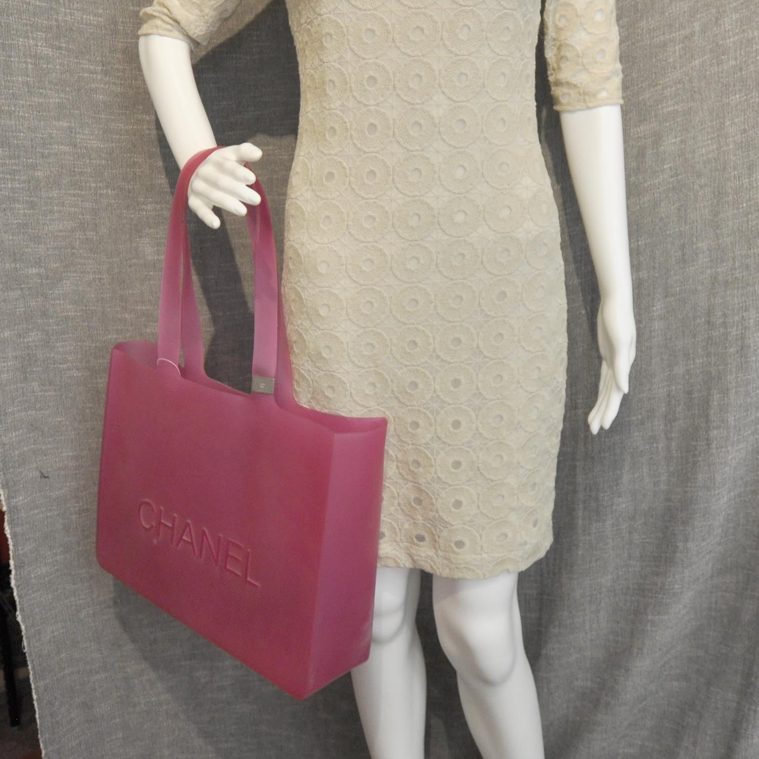 Chanel Jelly Rubber Large Tote Pink 2 of 9