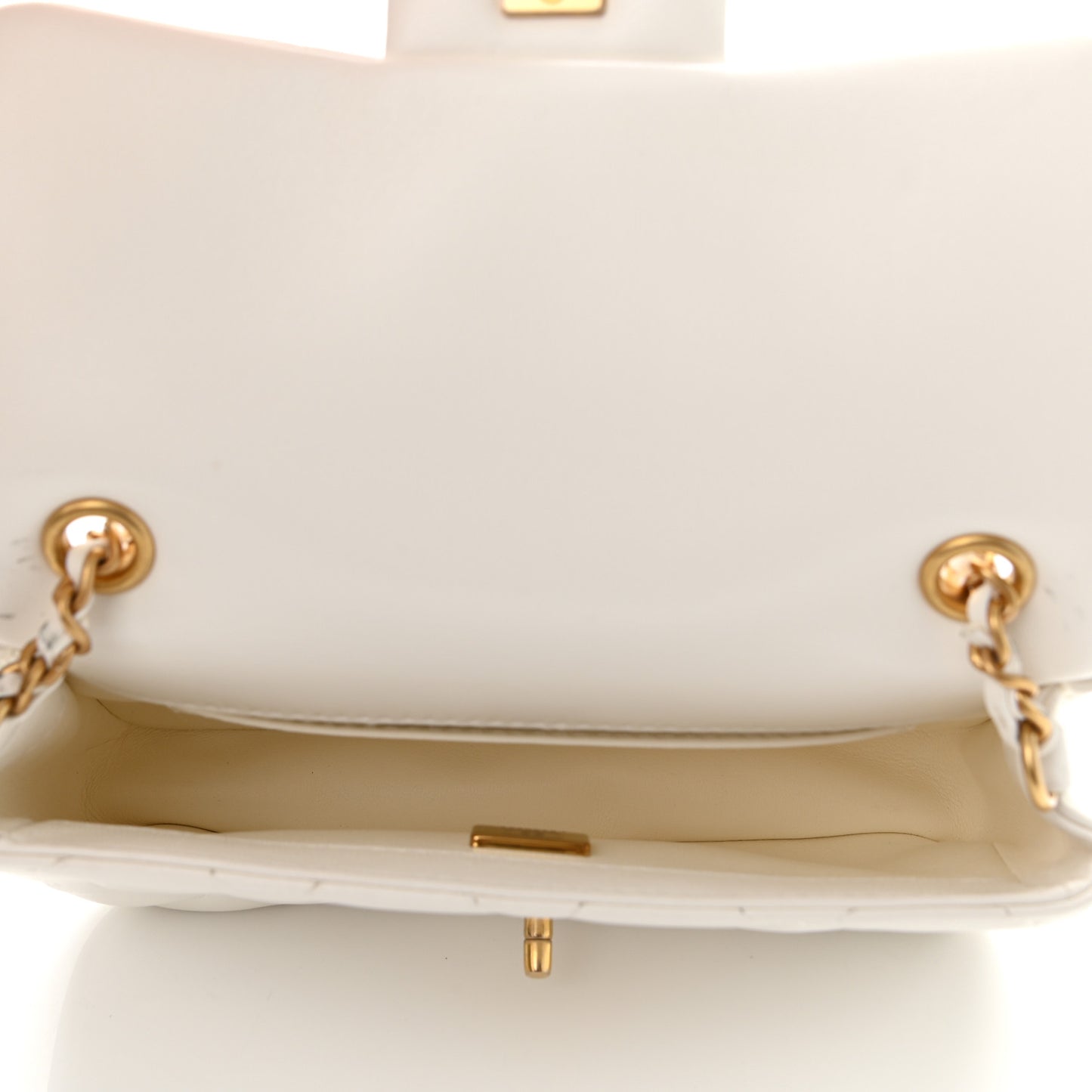 Lambskin Quilted Mini Heart Charms Flap White