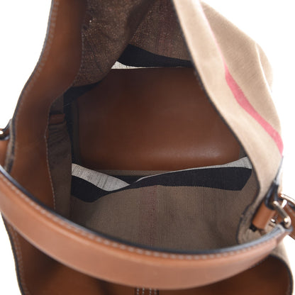 Burberry Canvas Mega Check Medium Ashby Hobo Saddle Brown 7 of 9