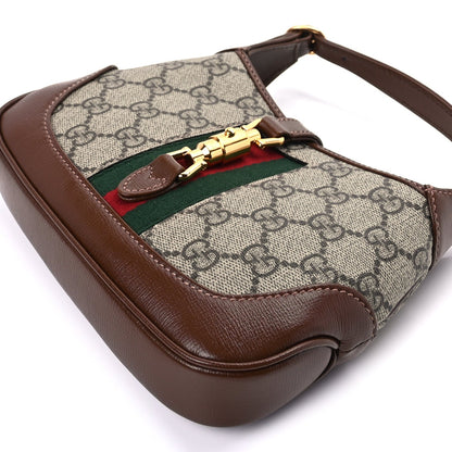 Gucci GG Supreme Monogram Azalea Calfskin Web Mini Jackie 1961 Hobo Beige Ebony Brown Sugar 7 of 7