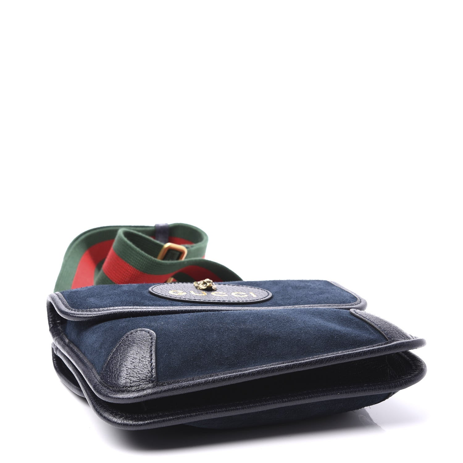 Gucci Suede Web Small Neo Vintage Double Flap Messenger Bag Blue 3 of 11