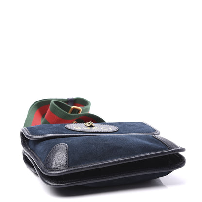 Gucci Suede Web Small Neo Vintage Double Flap Messenger Bag Blue 3 of 11