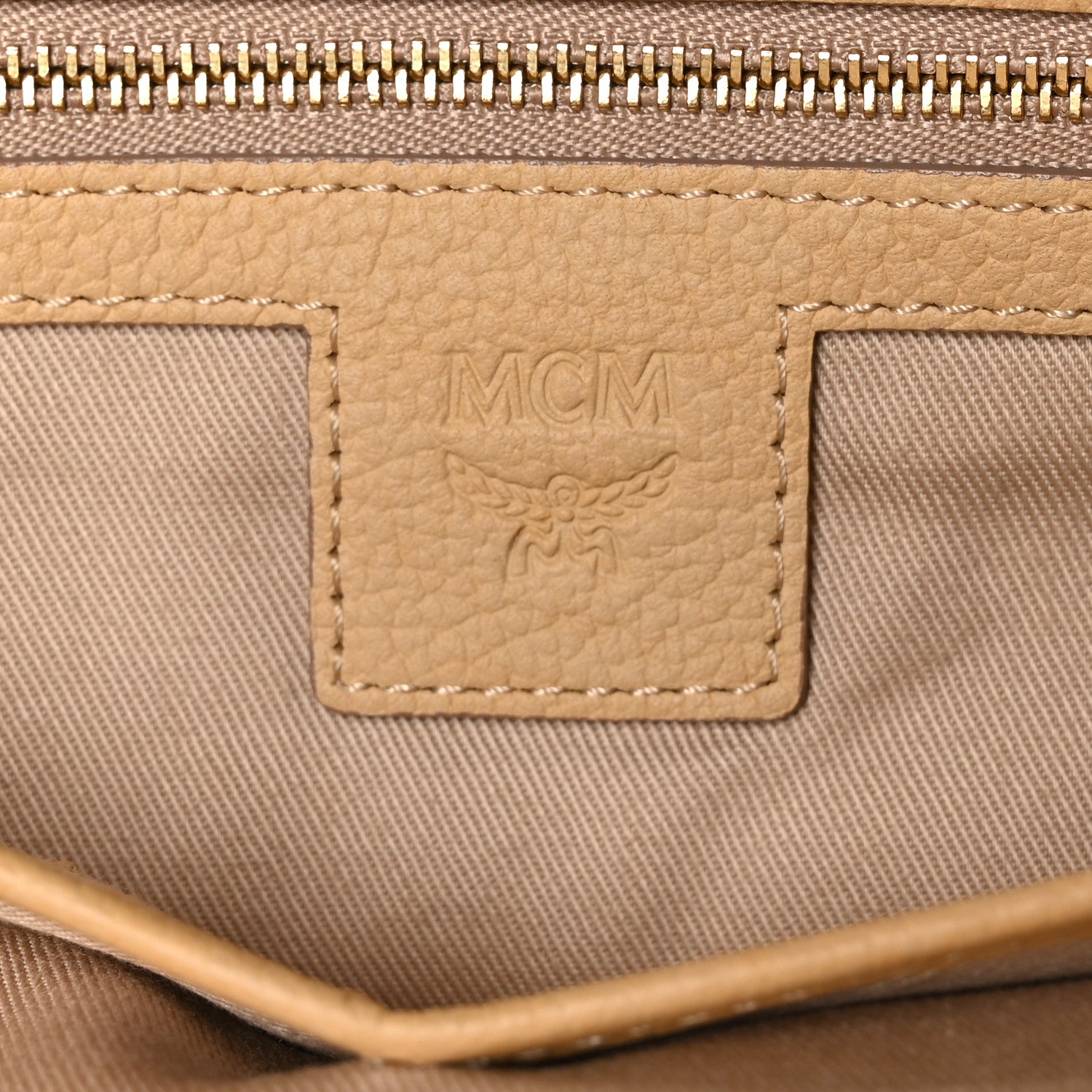 MCM Calfskin Visetos Anya Shopper Tote Beige 6 of 11