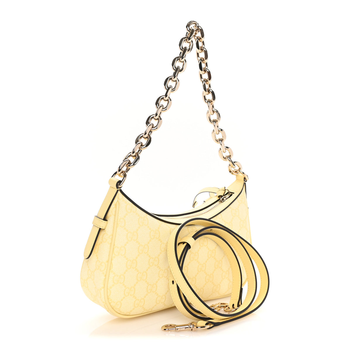 Gucci GG Supreme Monogram Emblem Shoulder Bag Yellow 2 of 8