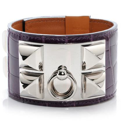 Hermes Alligator Collier De Chien CDC Bracelet Small Amethyst 1 of 9