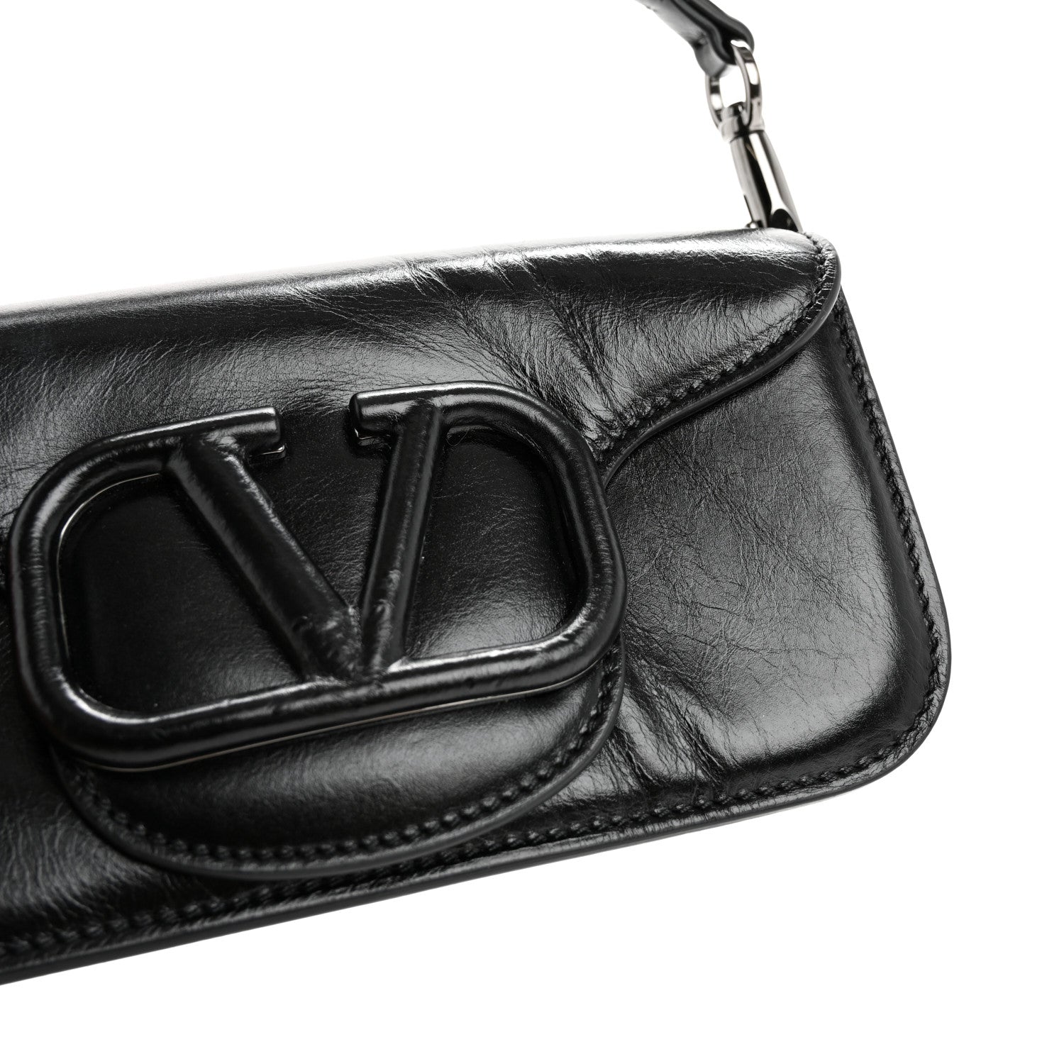 Valentino Garavani Calfskin Monochrome Vlogo Small Loco Shoulder Bag Black 9 of 10