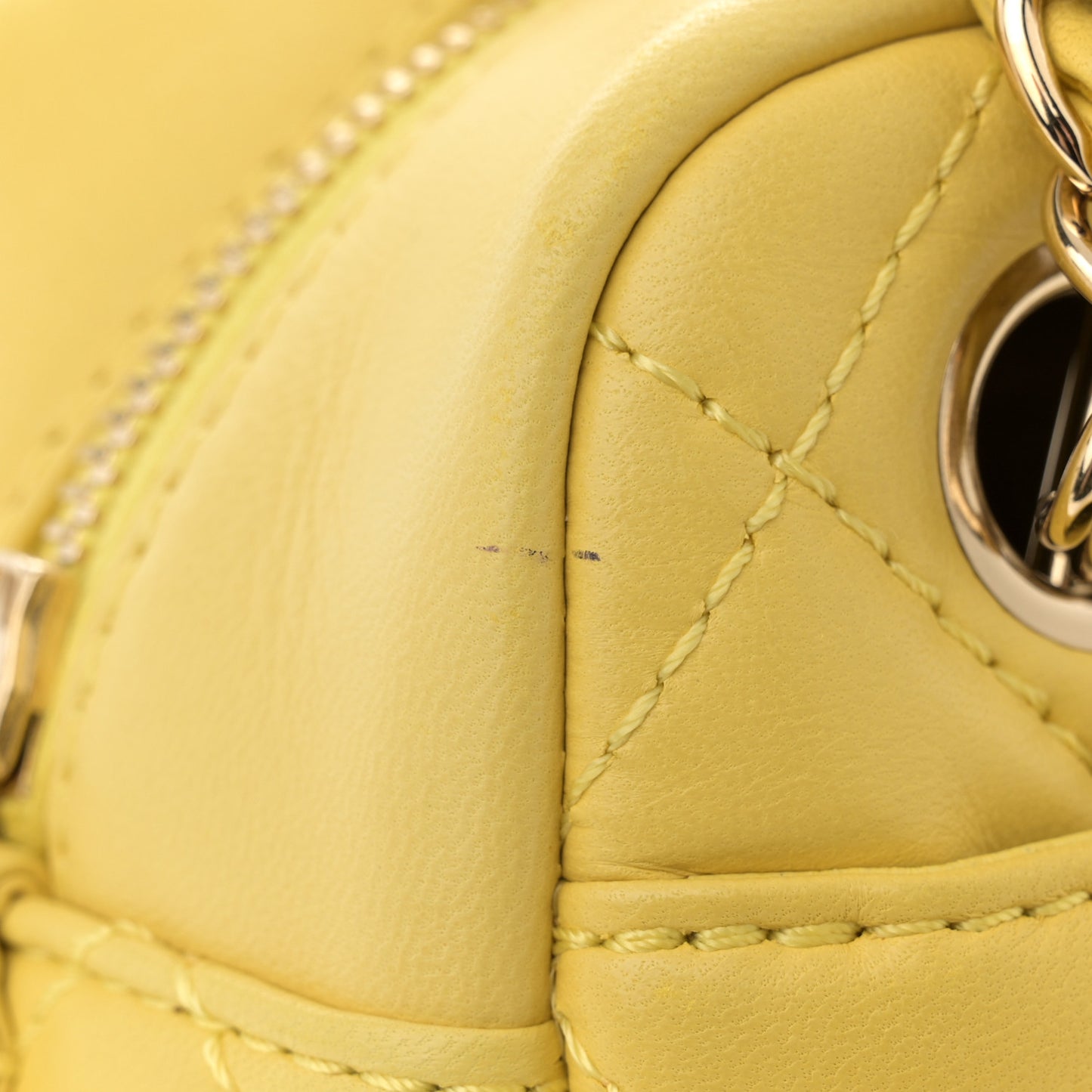 Calfskin Quilted Reissue Medium Camera Case  Yellow