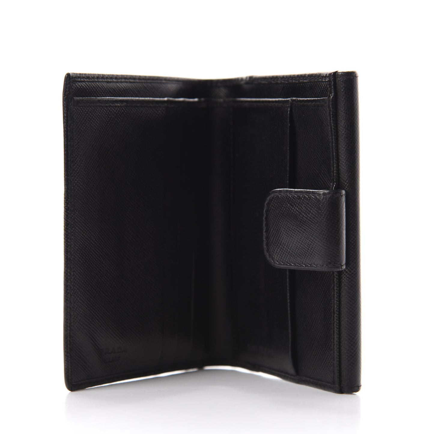 Saffiano Metal French Flap Compact Wallet Black