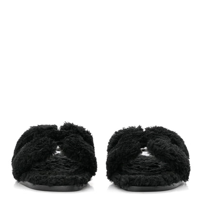 Hermes Woolskin Oran Sandals 35 Black 2 of 8