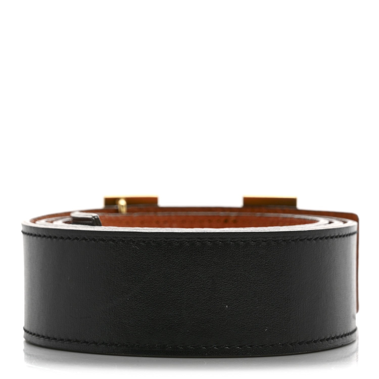 Hermes Box Togo 32mm H Belt 80 32 Black Orange 2 of 7