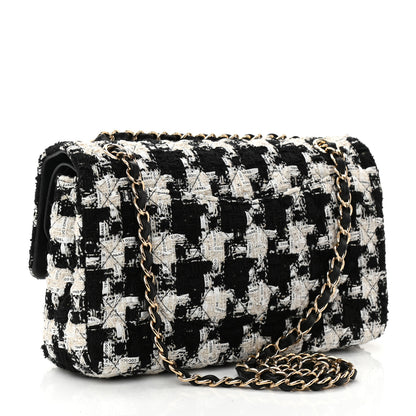 Chanel Tweed Quilted Medium Double Flap Black Ecru White 3 of 8