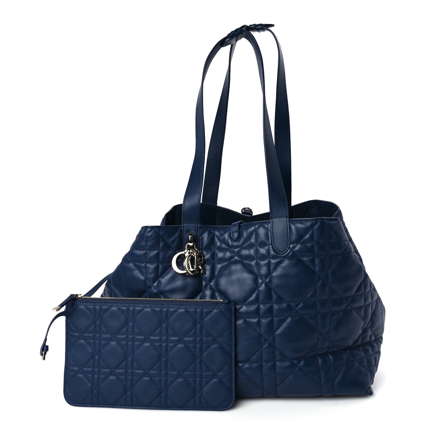 Christian Dior Calfskin Macrocannage Large Toujours   Deep Ocean Blue 2 of 9