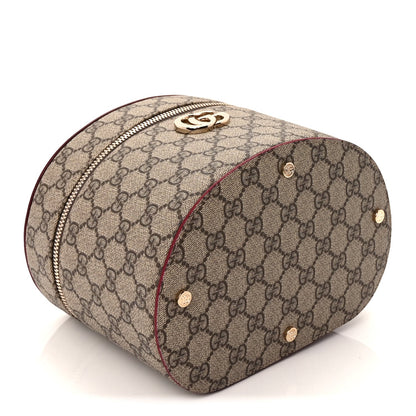 Gucci GG Supreme Monogram Ancora Calfskin Vanity Cosmetic Case  Beige Ebony Rosso 3 of 8
