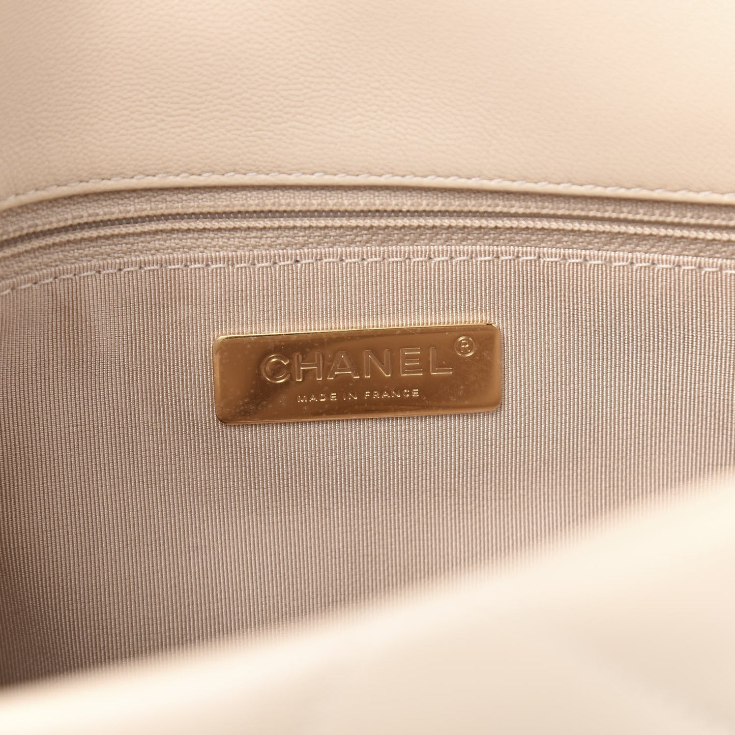 Lambskin Quilted Large 19 Flap Beige