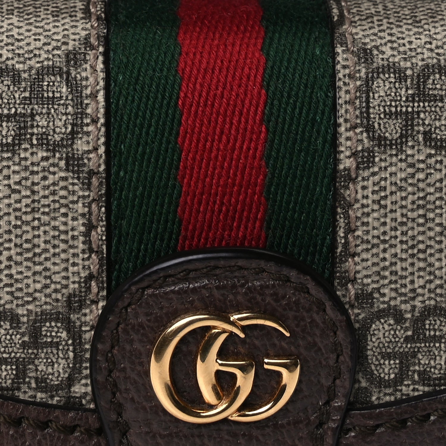 Gucci GG Supreme Monogram Textured Dollar Calfskin Web Mini Ophidia Padlock Top Handle Chain Shoulder Bag Beige Ebony New Acero 8 of 10