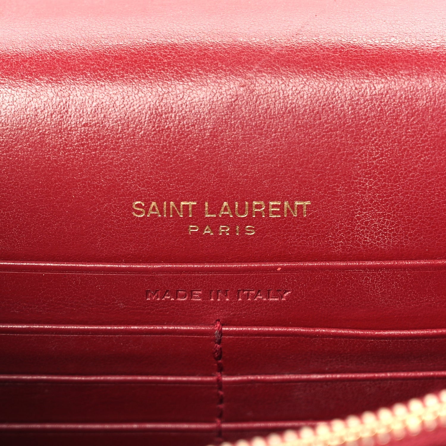 Saint Laurent Calfskin Crocodile Embossed Monogram Sunset Top Handle Chain Wallet Rouge Legion 5 of 8